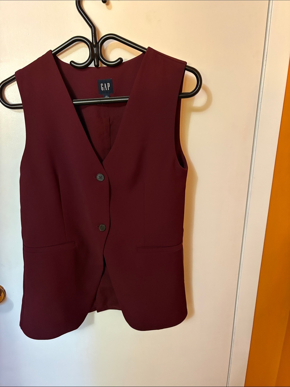 GAP Burgundy Sleeveless Tailored Vest